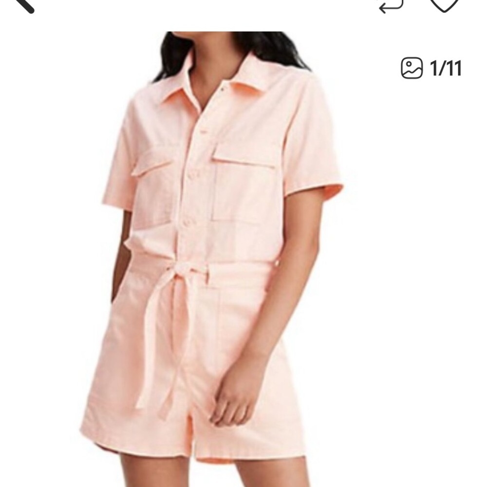 LEVI's Peach Pink Levi's Surplus Button Front Shorts Romper Large new w/o tags